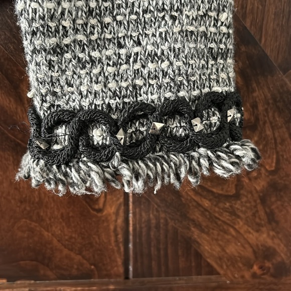 WHBM Sweater Blazer Jacket Black White Stitched Lightweight Cardigan Fabric Sz M - Picture 4 of 9